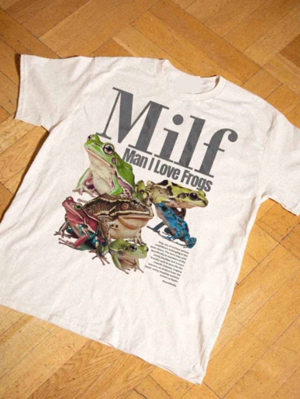 Man I Love Frogs Graphic Tee - White with Multi-Color Frog Print